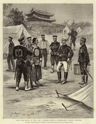 After the Battle of Ping Yang, Japanese Officers Interrogating Chinese Prisoners